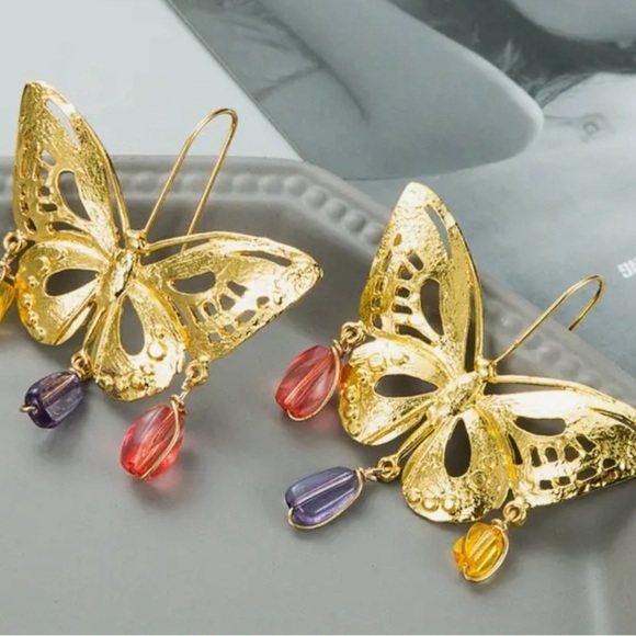 Zara Butterfly Charm Earrings - Picture 3 of 13